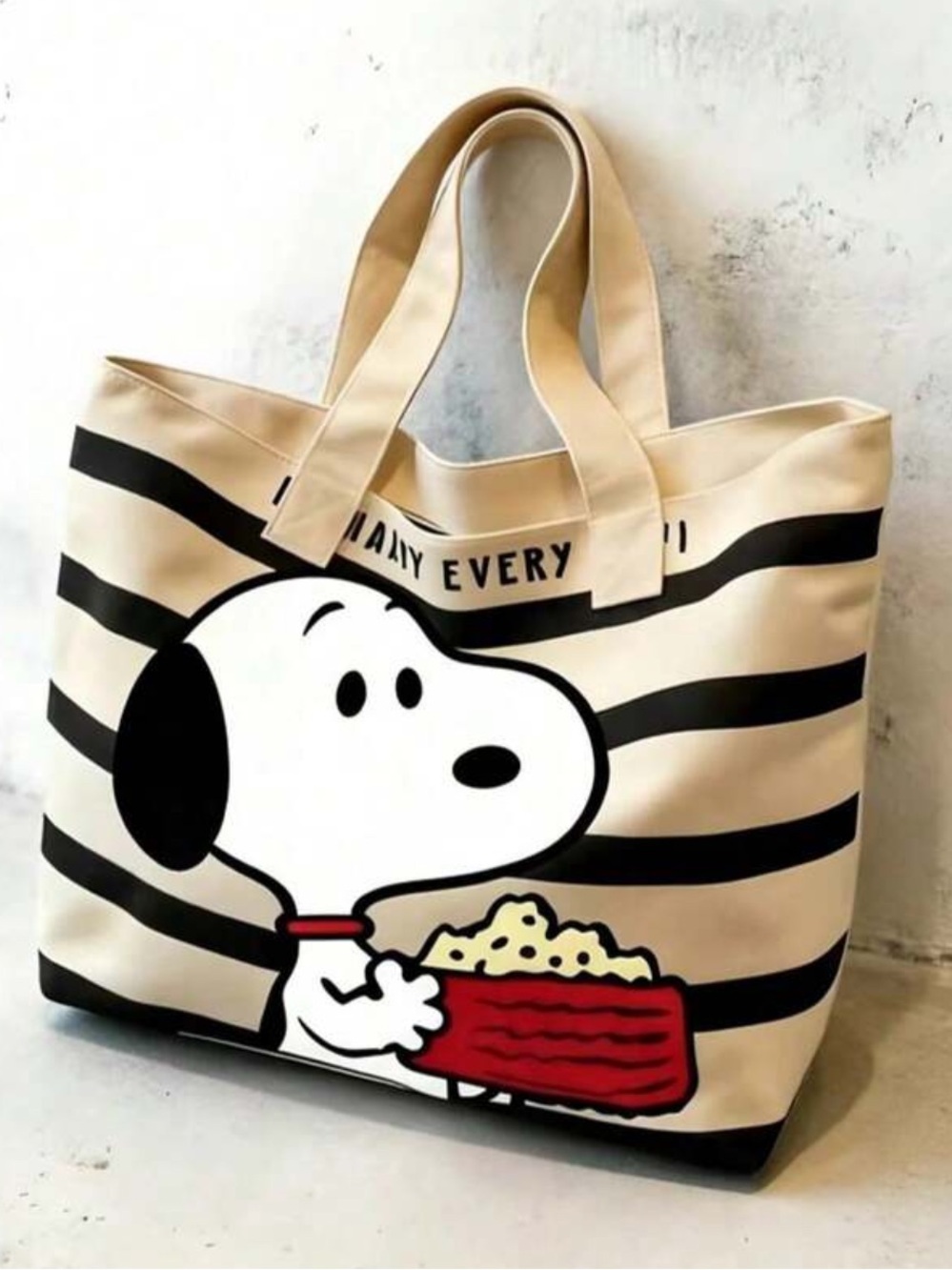 Snoopy Striped Canvas Tote Bag NEW 🏷️